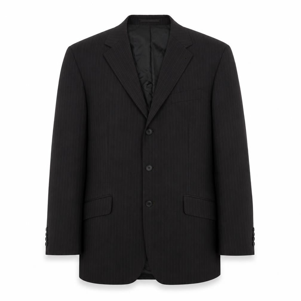 Front view of Next men’s grey striped wool jacket suit jacket, size 44
