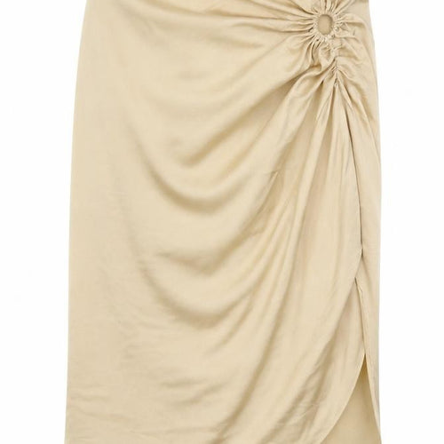 Boohoo Womens Gold  Polyester Straight & Pencil Skirt Size 28   Zip