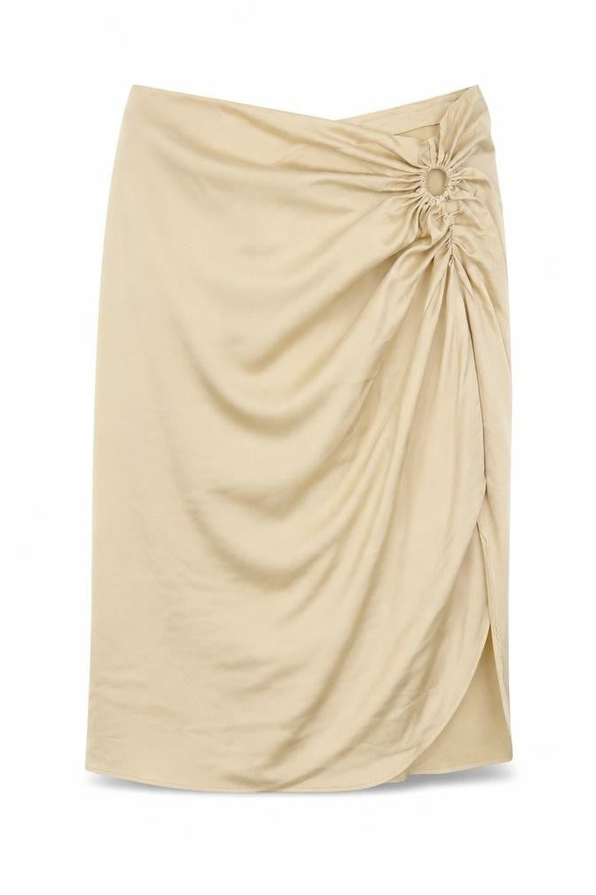 Boohoo Womens Gold  Polyester Straight & Pencil Skirt Size 28   Zip