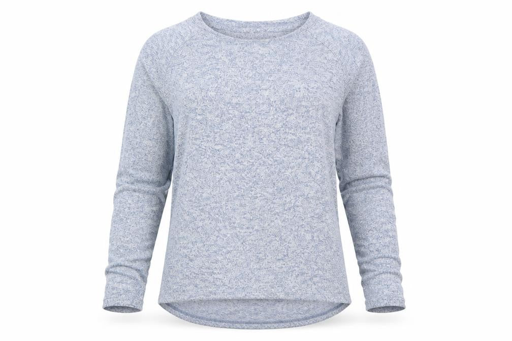 Front view of Gap girls’ blue crew neck viscose jumper, size M, pullover