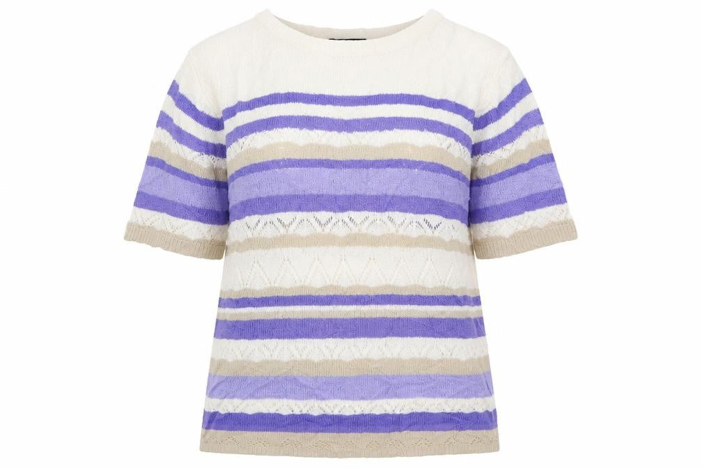 Bonmarché Womens Blue Boat Neck Striped Acrylic Pullover Jumper Size M