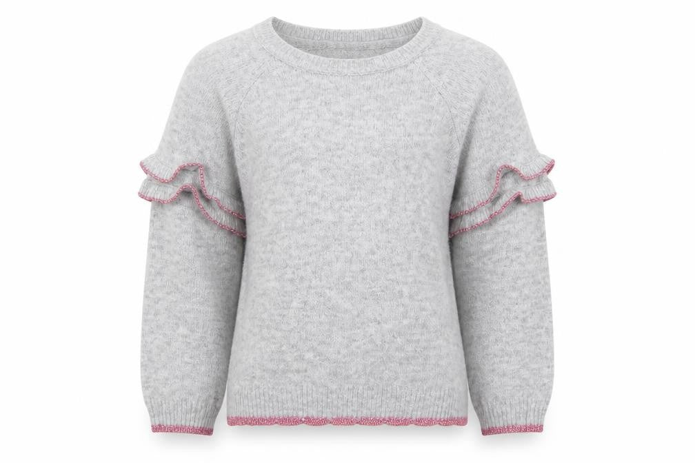 Marks and Spencer Girls Grey Crew Neck  Acrylic Pullover Jumper Size 5-6 Years  Pullover