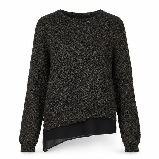 Front view of Oasis women’s gold crew neck cotton jumper, size XS