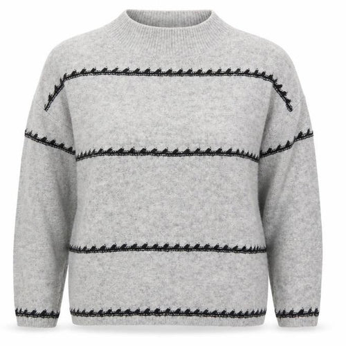 Matalan Womens Grey Mock Neck Striped Acrylic Pullover Jumper Size XL