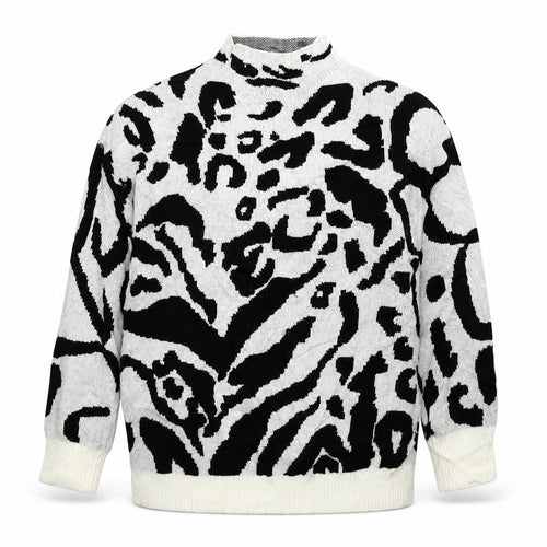SheIn Girls White Mock Neck Animal Print Acrylic Pullover Jumper Size 10 Years  Pullover