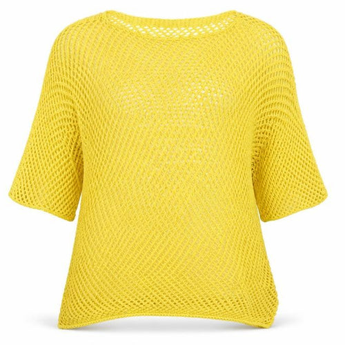 Isabella D Womens Yellow Boat Neck  Acrylic Pullover Jumper Size M