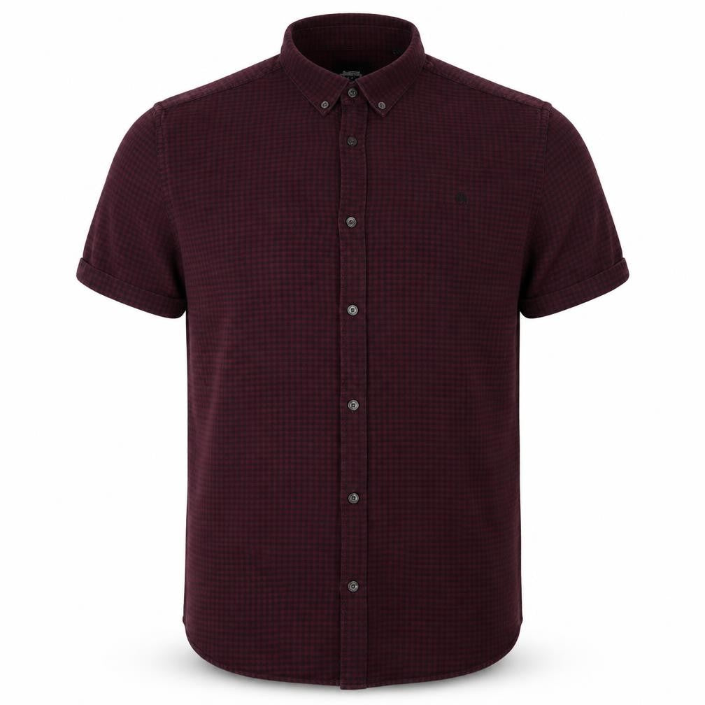 BURTONS MENSWEAR Mens Red Check Cotton  Button-Up Size 44 Collared Button