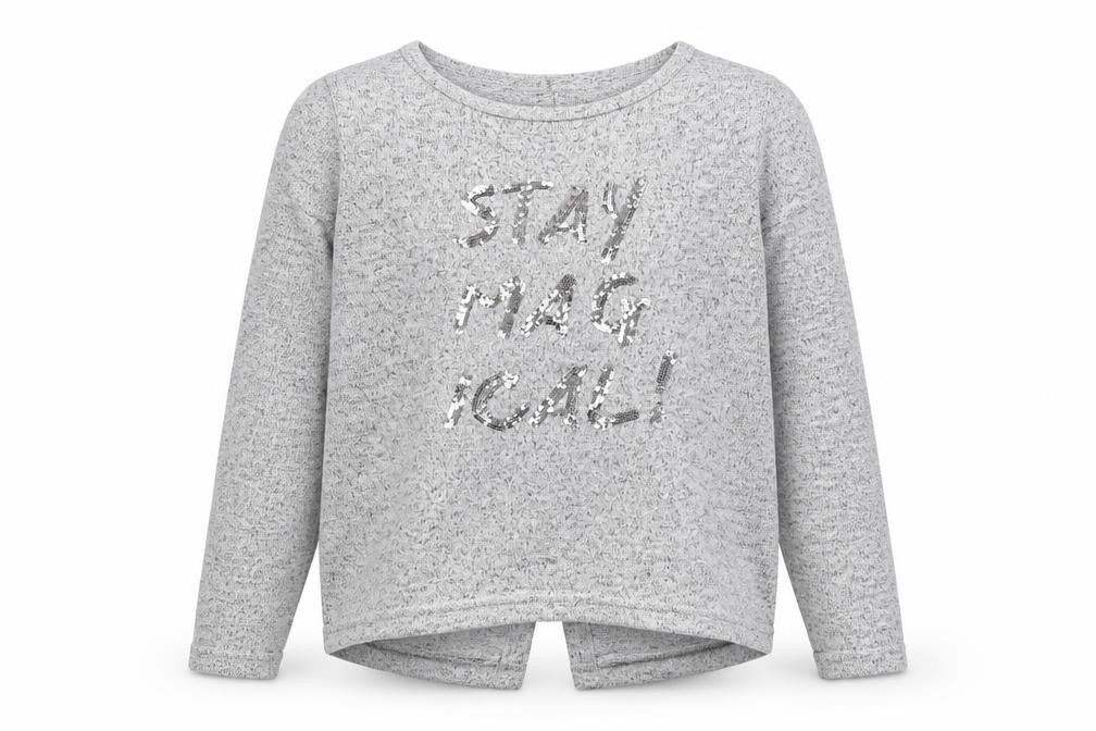 Ilovegirlswear Girls Grey Round Neck  Polyester Pullover Jumper Size 9 Years  Pullover - Stay Magical