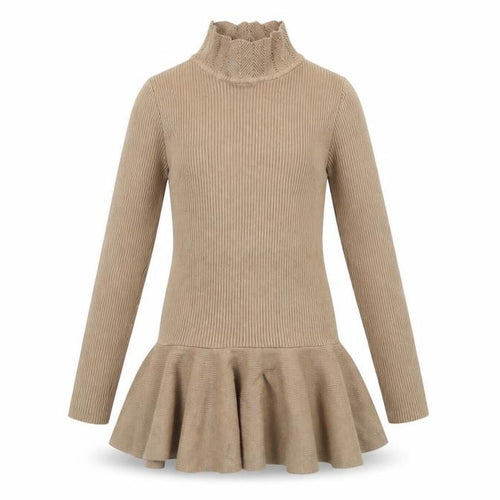 Yoyo S Girls Beige  Cotton Jumper Dress  Size 12 Months  High Neck