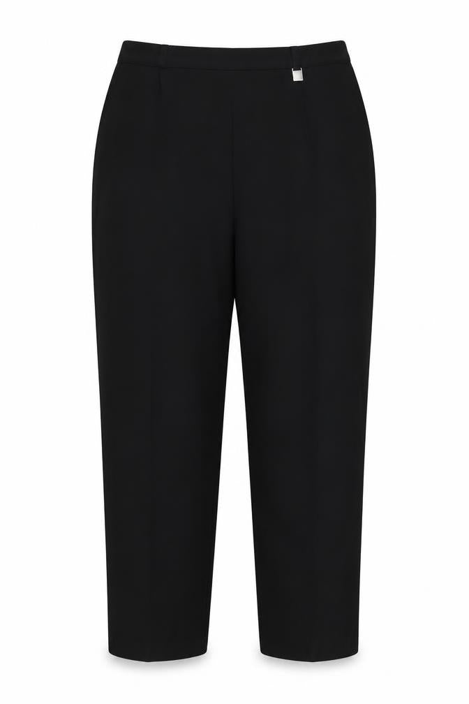 Front view of Classics women’s black polyester trousers, size UK 16, 25-inch leg regular