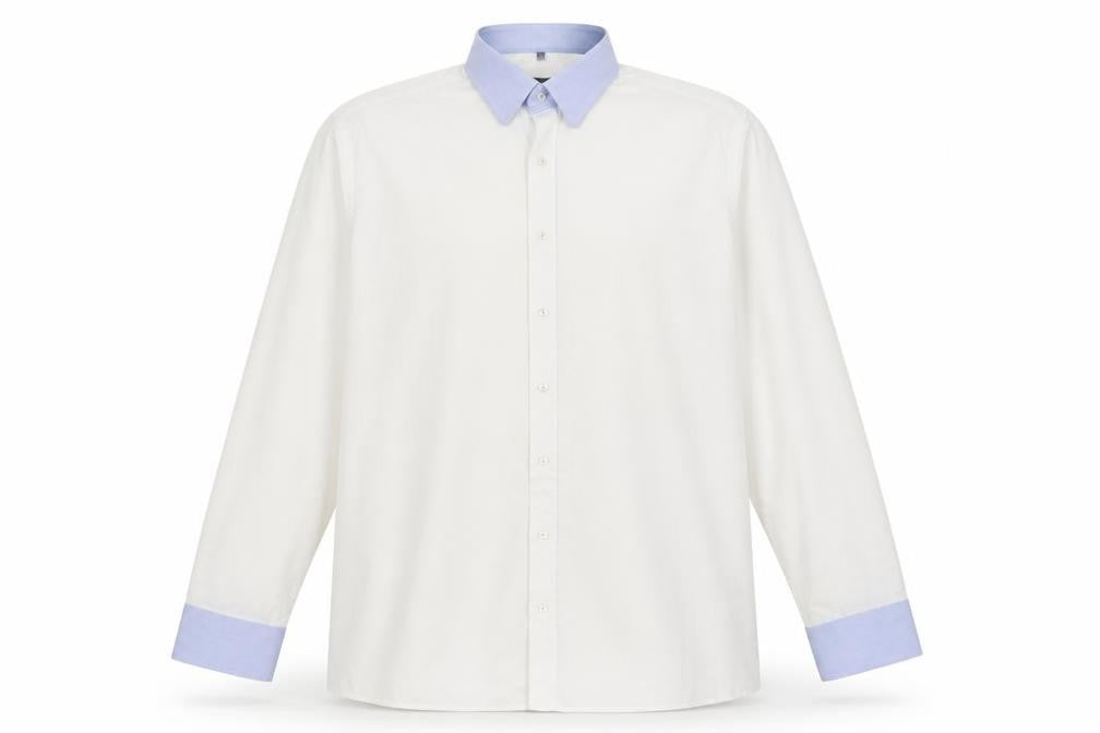 Eterna Mens White  Cotton  Button-Up Size XL Collared Button