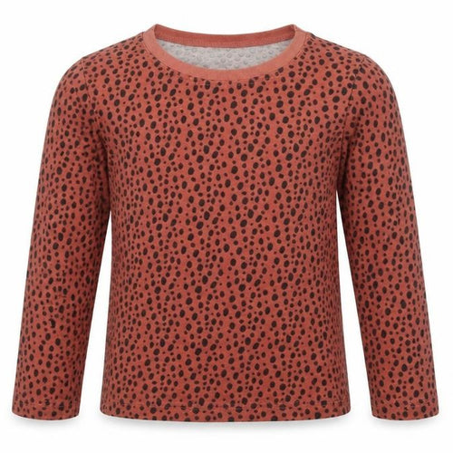Dunnes Girls Brown Polka Dot Cotton Basic Casual Size 3-4 Years Round Neck