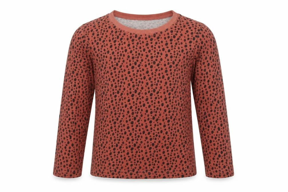 Dunnes Girls Brown Polka Dot Cotton Basic Casual Size 3-4 Years Round Neck