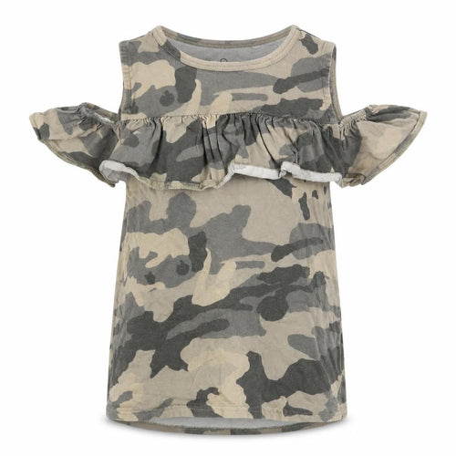 NEXT Girls Green Camouflage 100% Cotton Basic T-Shirt Size 5 Years Boat Neck Pullover