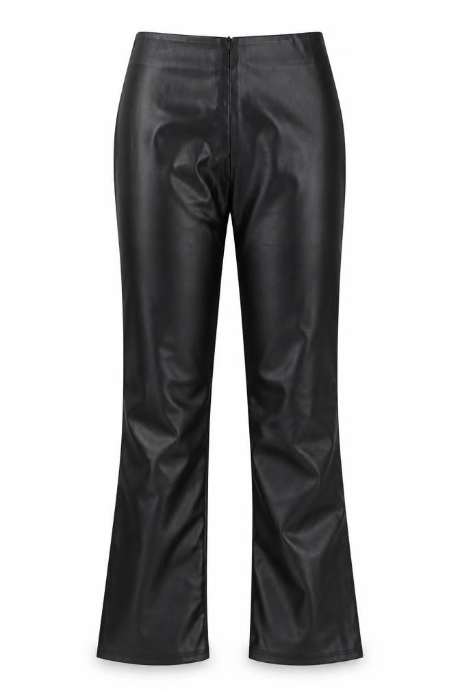 Front view of Eilly Bazar women’s black polyester trousers, size XS, 32-inch leg regular zip