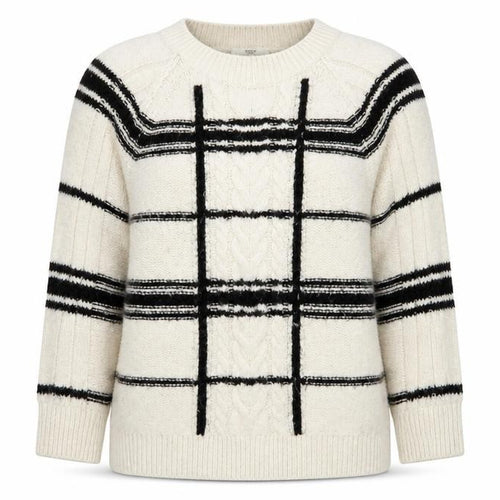 NEXT Womens Ivory Crew Neck Striped Acrylic Pullover Jumper Size L