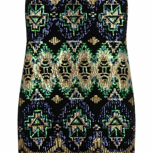 Sweewe Paris  Womens Black Geometric Viscose Bodycon  Size M  Off the Shoulder Pullover - Size M-L
