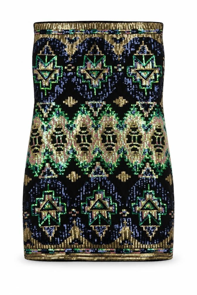 Sweewe Paris  Womens Black Geometric Viscose Bodycon  Size M  Off the Shoulder Pullover - Size M-L
