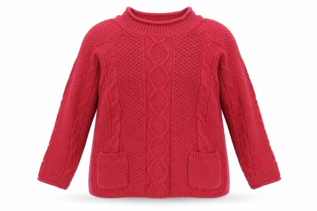Front view of River Island women’s pink high neck acrylic jumper, size UK 12