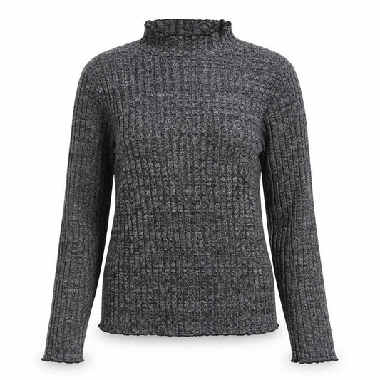 Front view of Primark women’s grey mock neck polyester jumper, size UK 12