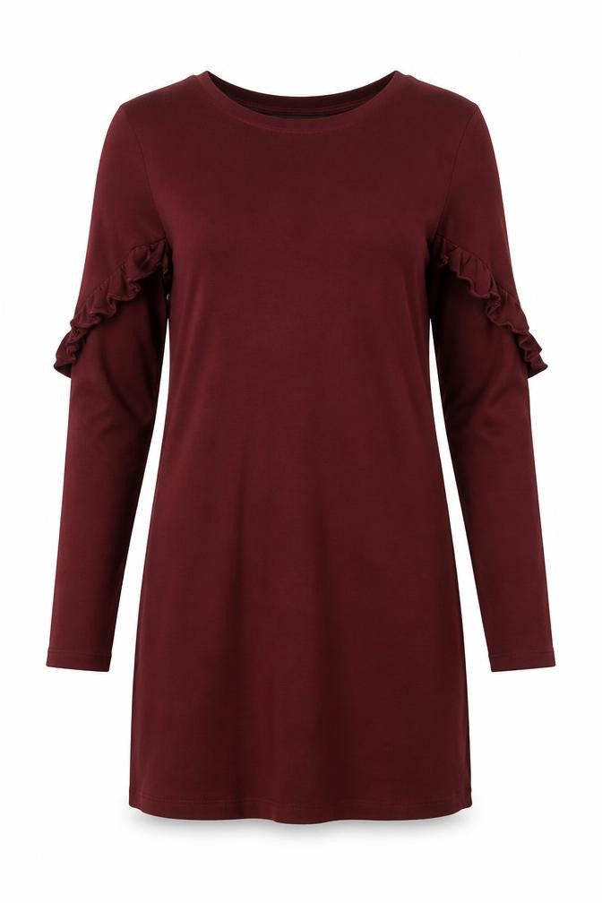 New Look Womens Red  Cotton T-Shirt Dress  Size 6  Crew Neck Pullover