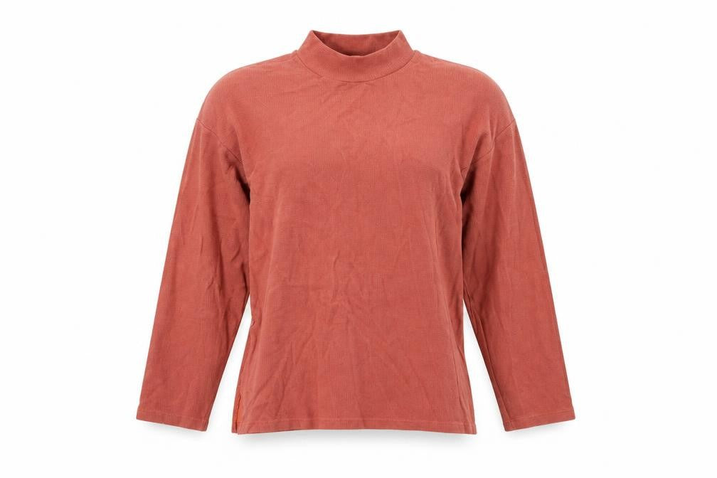 Zara Womens Brown  Polyamide Jersey T-Shirt Size S Mock Neck