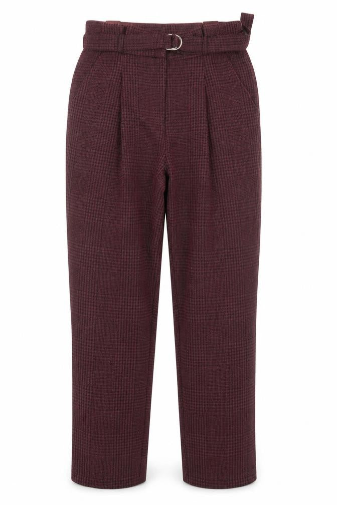 New Look Womens Red Plaid Polyester Trousers  Size 8 L28 in Regular Hook & Eye