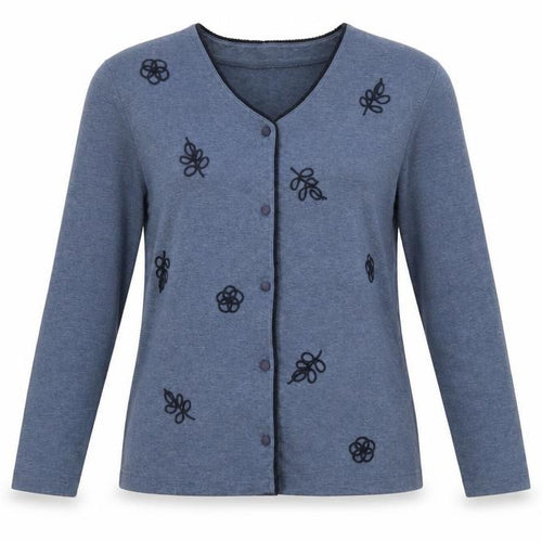 Preworn Womens Blue V-Neck  Polyester Cardigan Jumper Size S