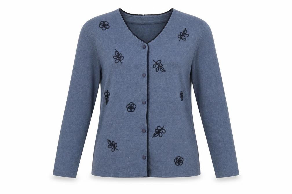 Preworn Womens Blue V-Neck  Polyester Cardigan Jumper Size S