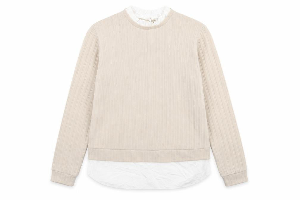 Front view of Papaya women’s beige high neck polyester jumper, size UK 12