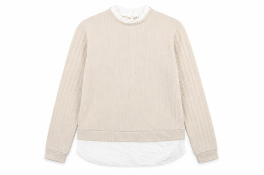 Front view of Papaya women’s beige high neck polyester jumper, size UK 12