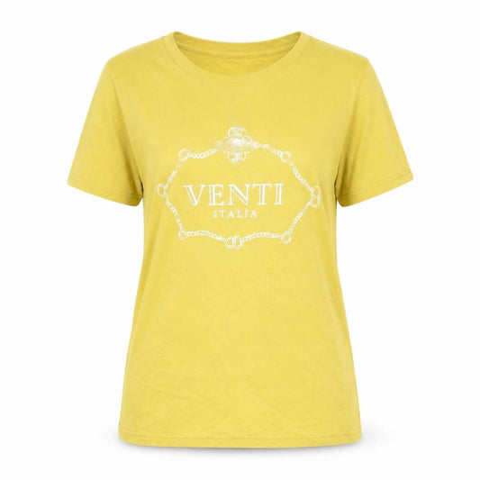 Front view of River Island women’s yellow cotton basic t-shirt, size UK 6, round neck - venti