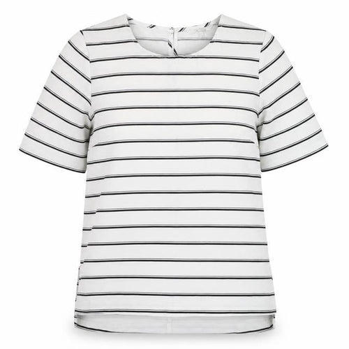 Peacocks Womens Ivory Striped Polyester Tunic T-Shirt Size 10 Round Neck