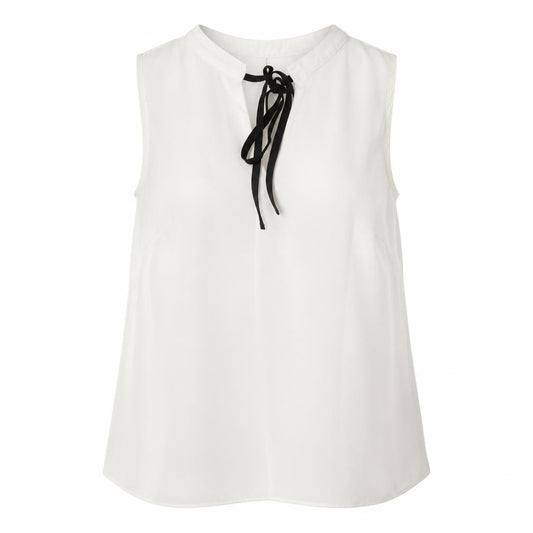 Front view of Atmosphere women’s white polyester basic blouse, size UK 10, round neck