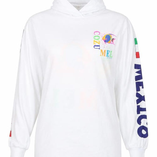 La Laguna Womens White  Cotton Pullover Hoodie Size S  Pullover - Cozumel Mexico
