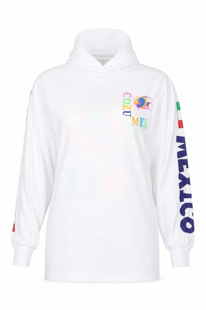 La Laguna Womens White  Cotton Pullover Hoodie Size S  Pullover - Cozumel Mexico