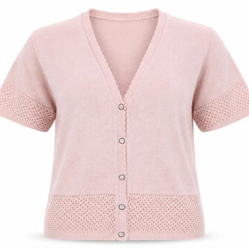 Cignal  Womens Pink V-Neck  Acrylic Cardigan Jumper One Size