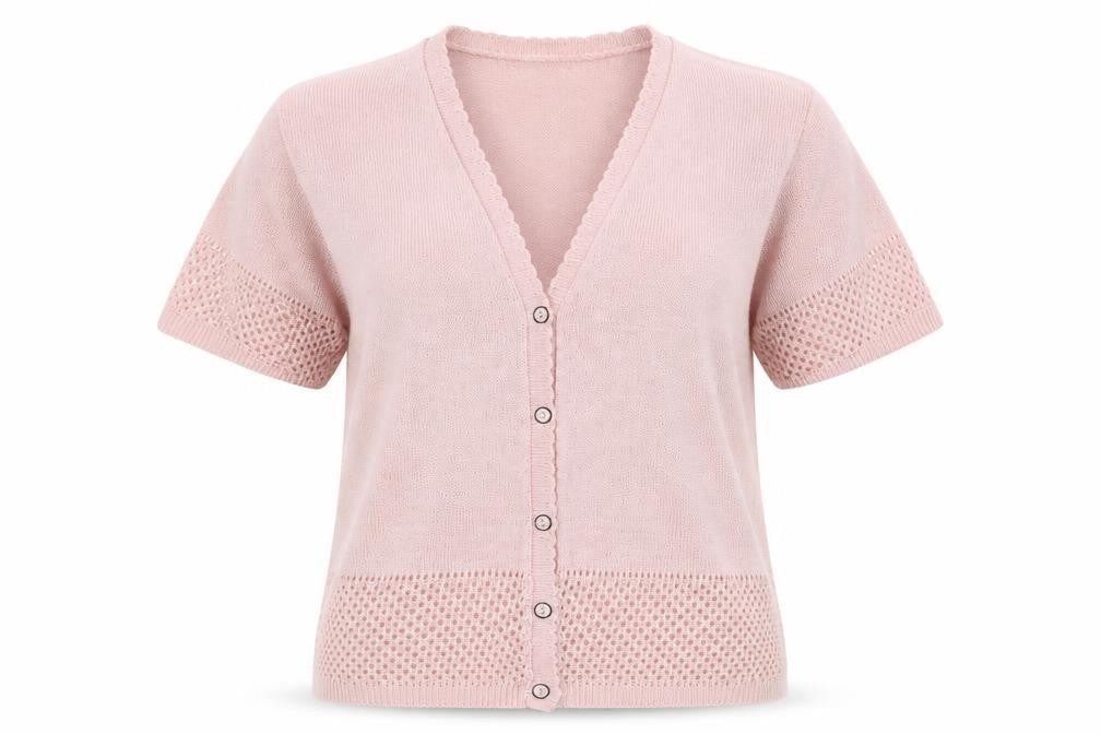 Cignal  Womens Pink V-Neck  Acrylic Cardigan Jumper One Size