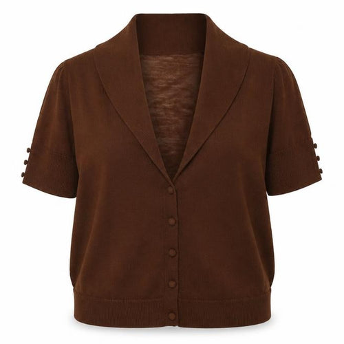 Mills Womens Brown V-Neck  Acrylic Cardigan Jumper Size 8