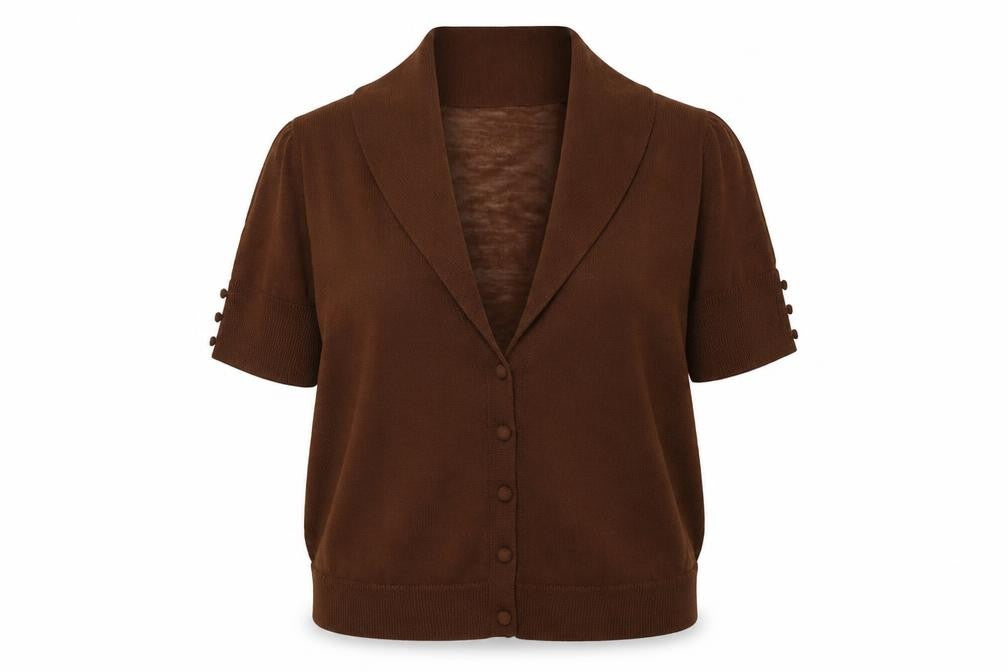 Mills Womens Brown V-Neck  Acrylic Cardigan Jumper Size 8