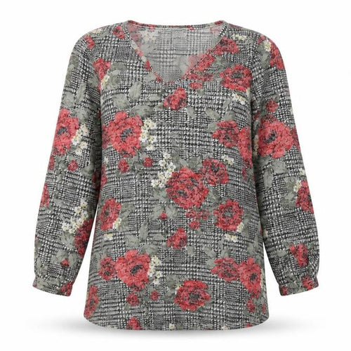 Absolutely Famous Womens Multicoloured Floral Polyester Basic T-Shirt Size 8 Round Neck