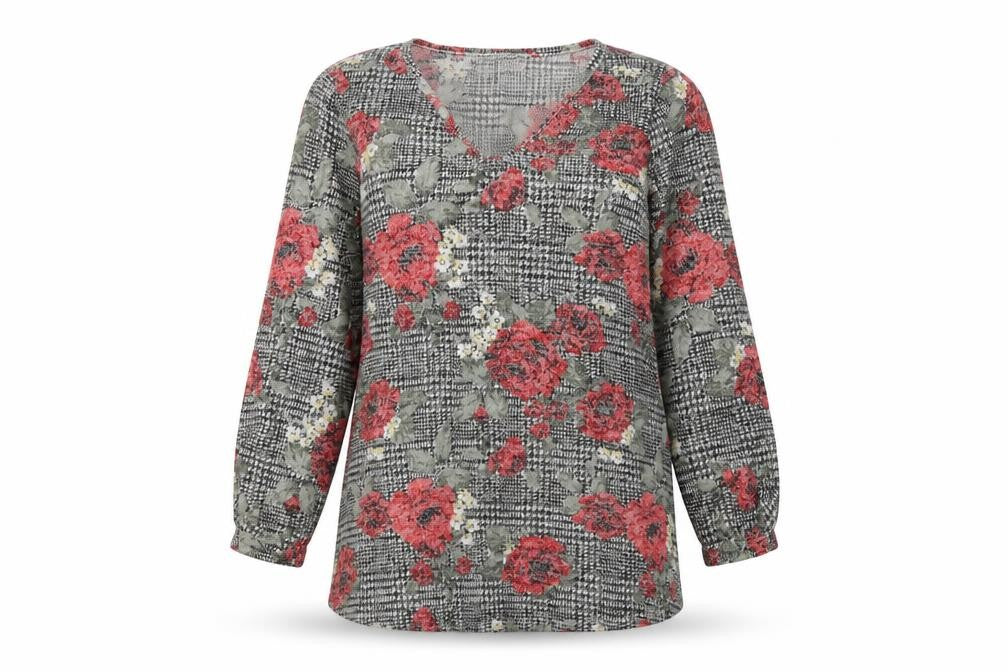 Absolutely Famous Womens Multicoloured Floral Polyester Basic T-Shirt Size 8 Round Neck