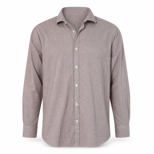 Front view of Cedarwood State men’s red check polyester button-up, size 16.5 collared button