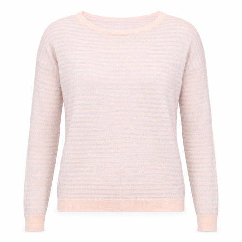 Jorli Womens Pink Boat Neck Striped Acrylic Pullover Jumper Size 4