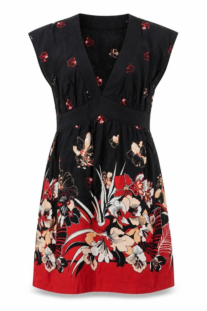 New Look Womens Multicoloured Floral 100% Cotton Sheath  Size 12  Round Neck Pullover