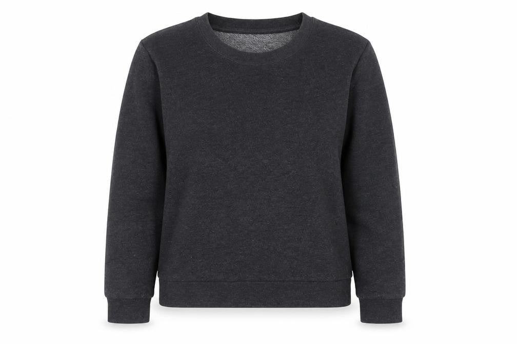 Front view of H&M women’s grey crew neck polyester jumper, size S