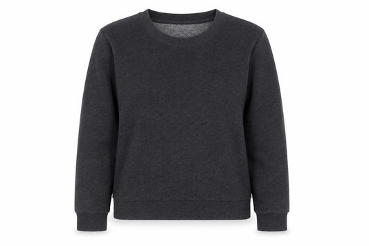 Front view of H&M women’s grey crew neck polyester jumper, size S