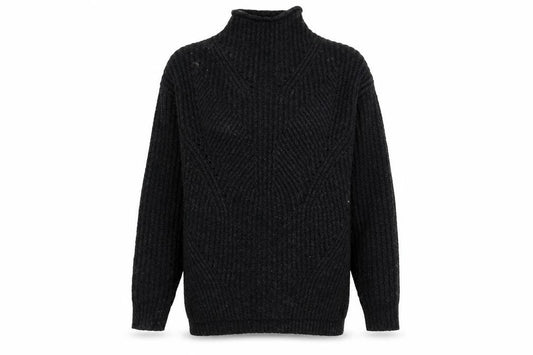 Front view of Papaya women’s black high neck acrylic jumper, size M