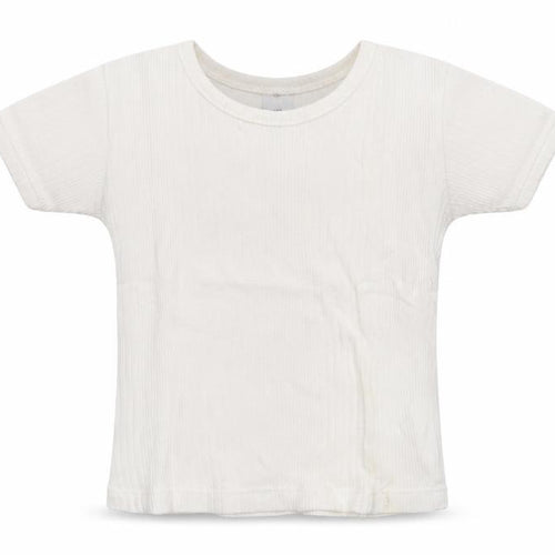 COCO Girls White  Cotton Pullover T-Shirt Size 6 Years Scoop Neck