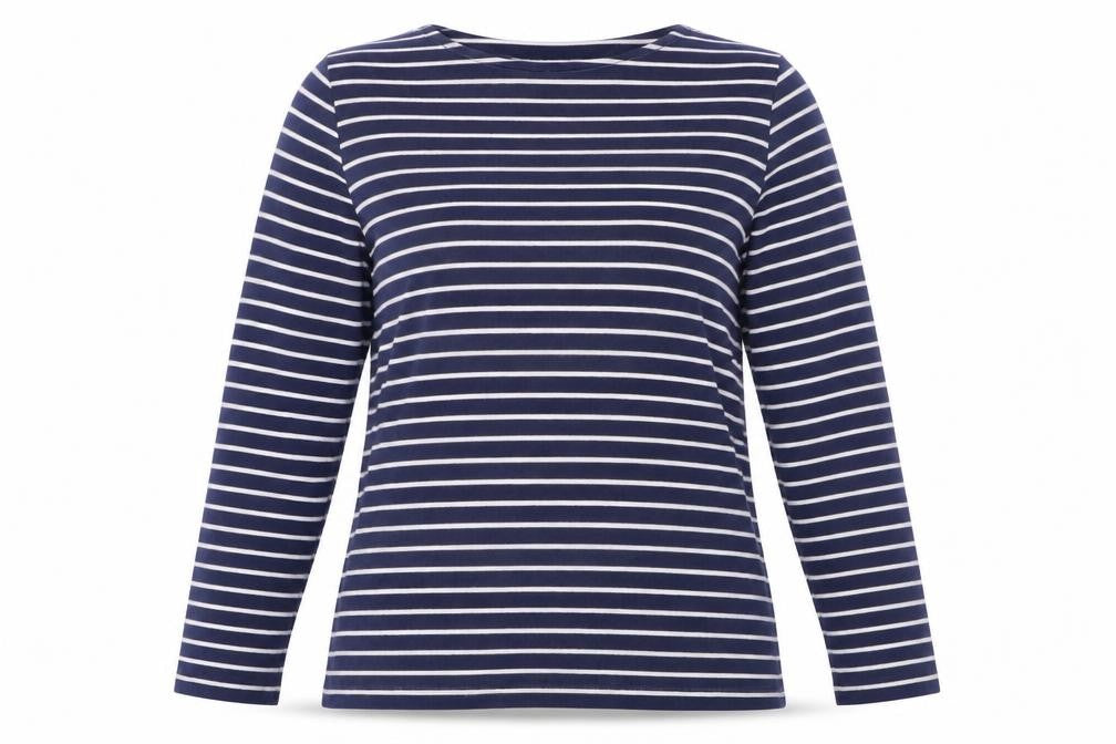 J4 Clothing Womens Black Striped Cotton Basic T-Shirt Size S Round Neck
